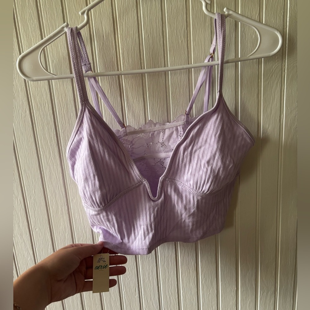 NWT Aerie Ribbed Poppy Lace Bra Top size M